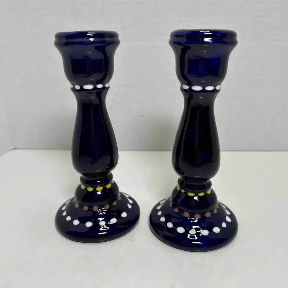 Pair Of Cobalt Blue Ceramic 6